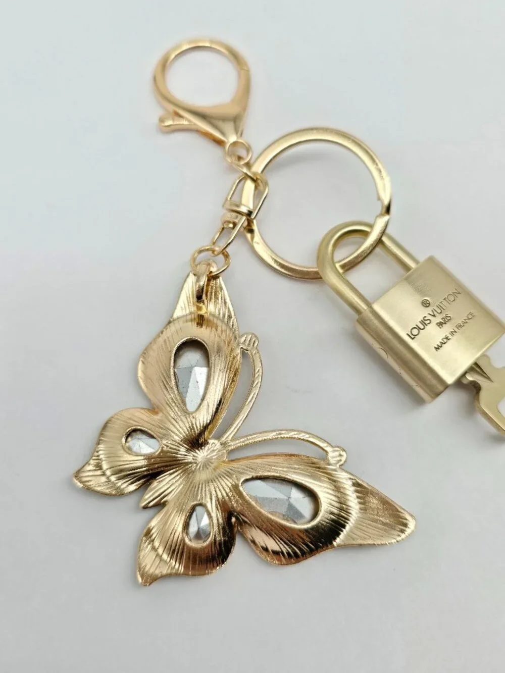 Authentic Louis Vuitton Gold Padlock 🔒 Key Set w/ Butterfly Bag Charm